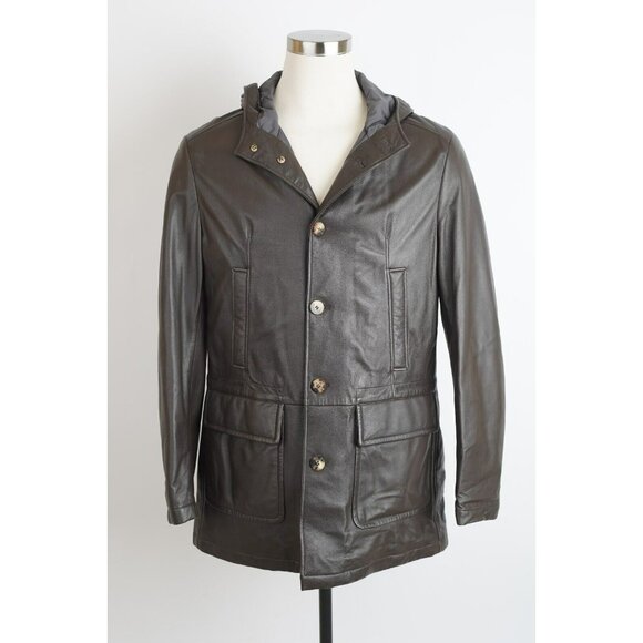 LNWOT $2750 Malo Leather Jacket Coat Size 50/40 Brown